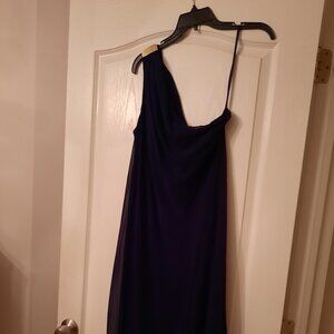 RALPH LAUREN Women's One Shoulder Lined, Dark Navy Dress, Size 14